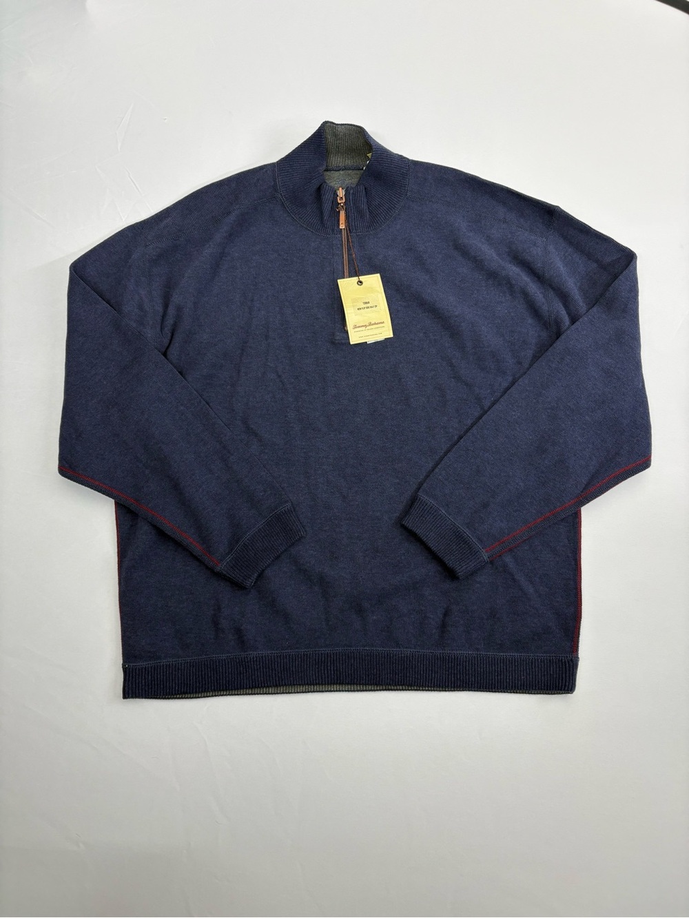 Tommy Bahama Men's XL Flipshore Half Zip Pullover Sweater Reversible Blue NWT